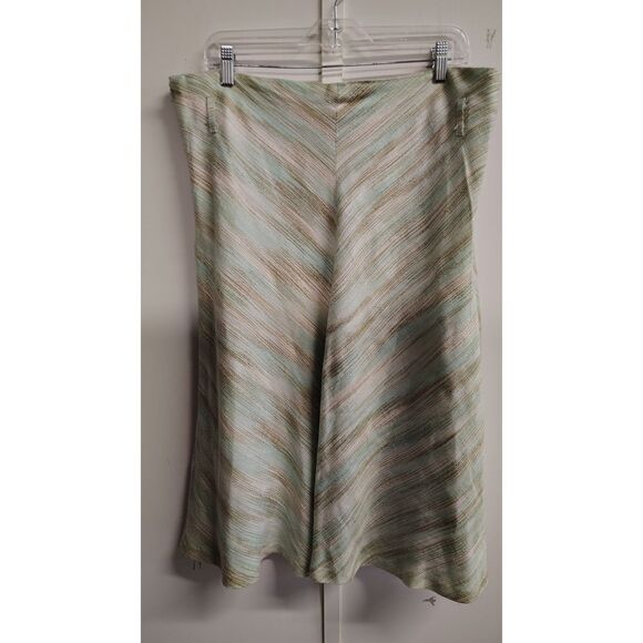 Christopher & Banks Women's Mint Green White and Brown Side Zip Midi Skirt SZ 14 - Picture 2 of 7